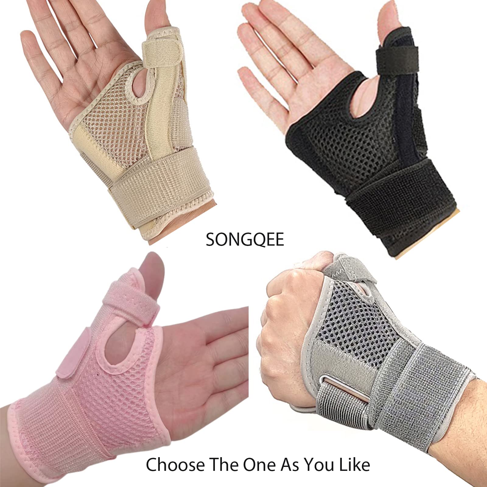 SONGQEE Wrist Thumb Support Splint Brace Hand Straps, Adjustable Sports Finger Guard for Carpal Tunnel Syndrome Arthritis - Image 4