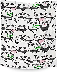 Mercuryelf Panda Throw Blanket - Soft, Fuzzy & Warm - 40x50 Inches Flannel Blankets for Travel, Office - White Funny Throws Gift for Kids