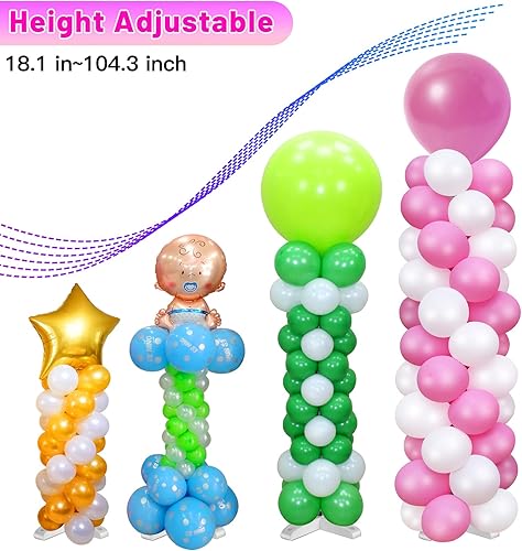 Miniatura 4 de Juego de 4 soportes ajustables para columna de globos y bomba de globos, soportes de globos de metal de 9 pies para piso, kit de columna de globos