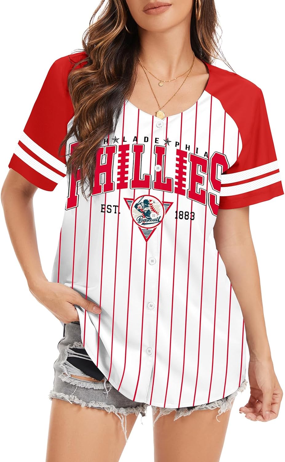 Women's Baseball Fan Jersey Style Shirt, Quick-Dry Button-Down Top for Game Day - Image 3