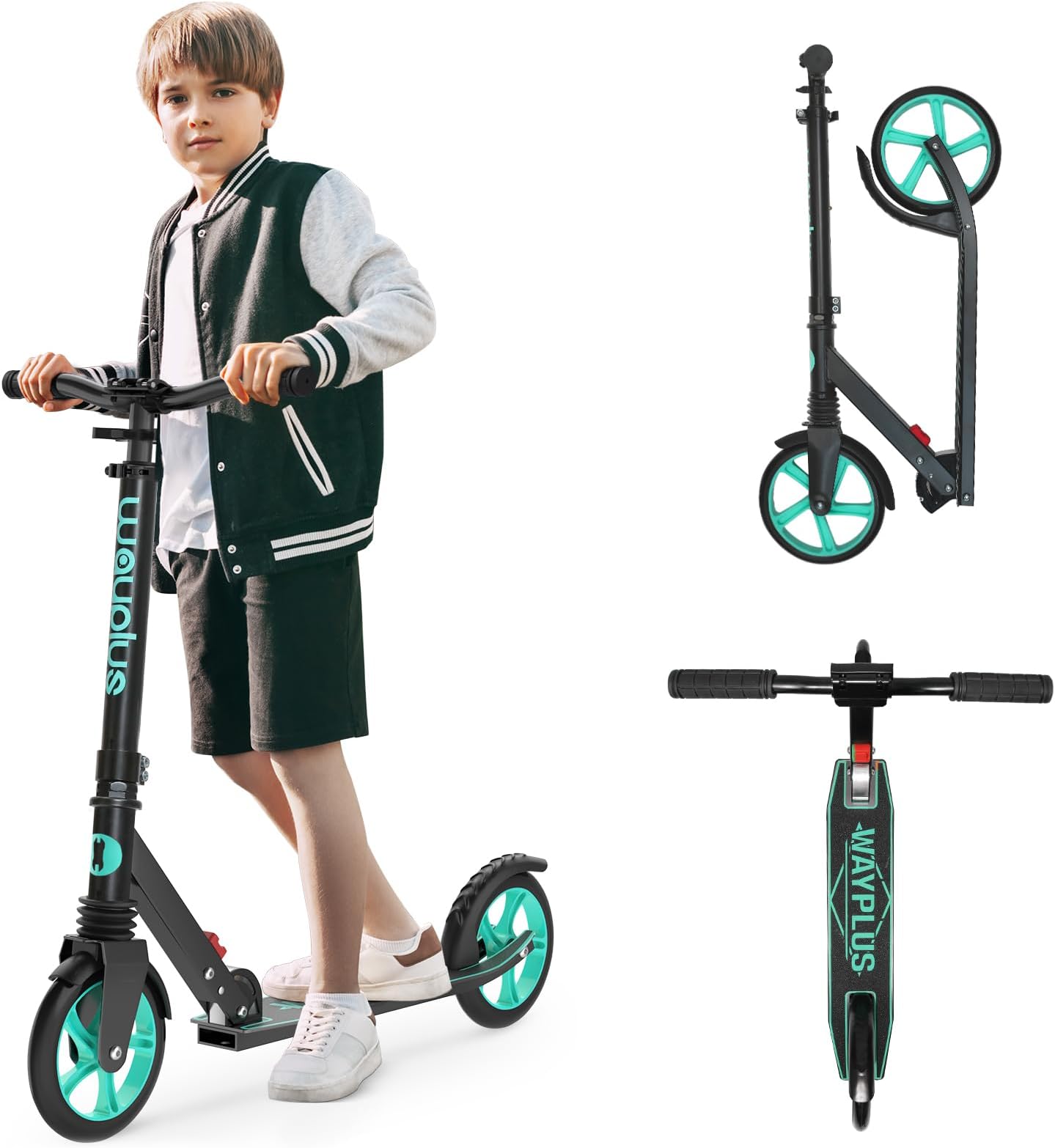 KS1 Kick Scooter for Ages 6+,Kid, Teens & Adults. Max Load 240 LBS. Foldable, Lightweight, 8IN Big Wheels for Kids, Teen and Adults, 4 Adjustable Levels. Bearing ABEC9 FED Fitness