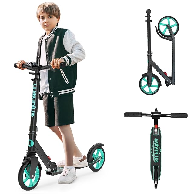 Kick Scooter for Ages 6 Kid Teens Adults Max Load 240 LBS Foldable Lightweight 8IN Big Wheels for