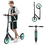 Kick Scooter for Ages 6+,Kid, Teens & Adults. Max Load 240 LBS. Foldable, Lightweight, 8IN Big Wheels for Kids, Teen and Adults, 4 Adjustable Levels. Bearing ABEC9