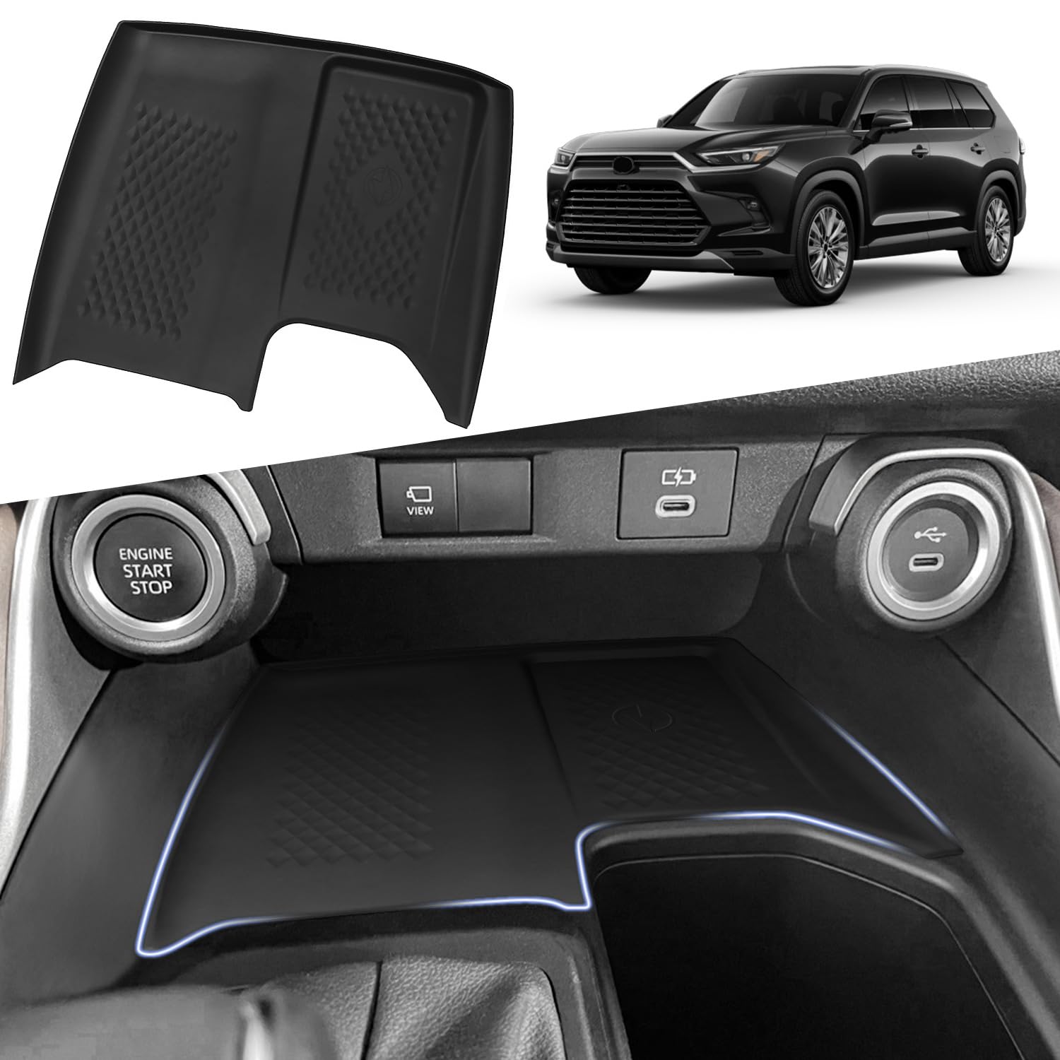 Photo 1 of MOCHENT Wireless Charging Anti-Slip Mat for 2024 2025 2026 Toyota Grand Highlander, Silicone Waterproof Non-Slip & Anti-Scratch Center Console Phone Charger Protective Pad Liner Accessories