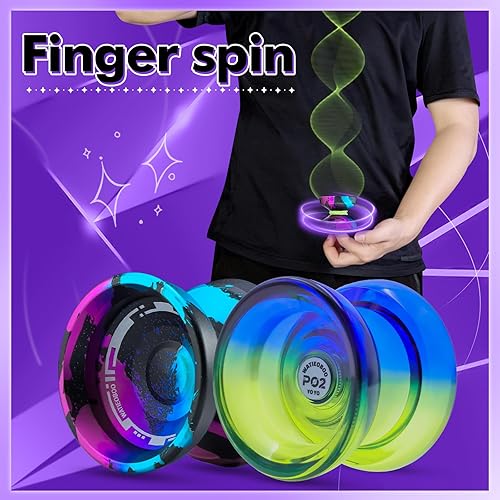 Miniatura 2 de WATIEOBOO YOYO P02 Azul Verde + M18 YoYo Negro Azul Rosa Juego Perfecto, Yoyo Modo Dual Adecuado para Yoyo Principiantes, Niños y Adultos Jugadores