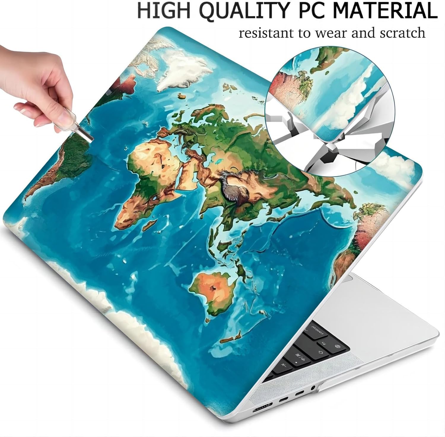 Compatible with MacBook Neo 13-inch, Hard Shell Case with Keyboard Cover and Screen Protector (A3404 A18 Pro chip, 2026 Release) - Vintage Map MC22619