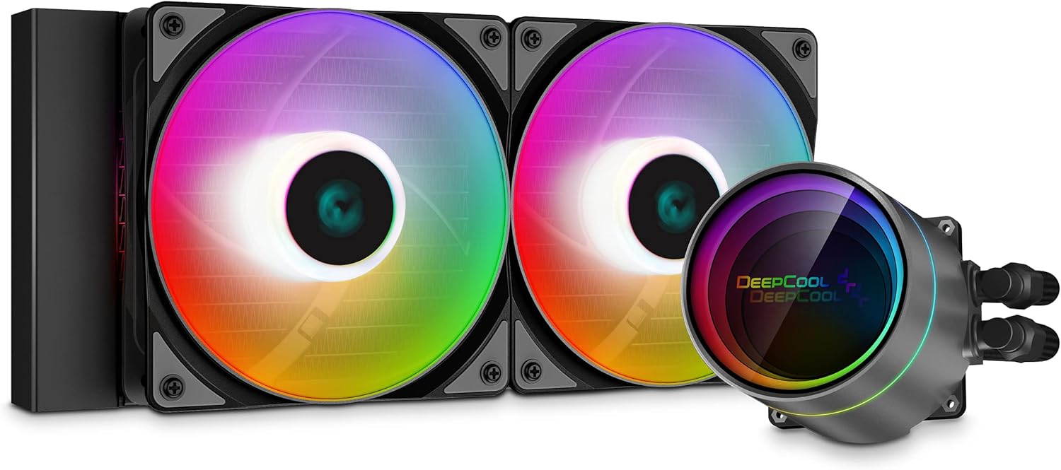 DeepCool Liquid Cooler 240mm Castle 240EX ARGB Dual-Chamber Water Pump 2550RPM 280w TDP AIO Cooler Anti-Leak Tech with PWM Fans CPU Water Cooler Infinity Mirror for AMD AM4/AM5 LGA 1700/1200, Black 240mm Black