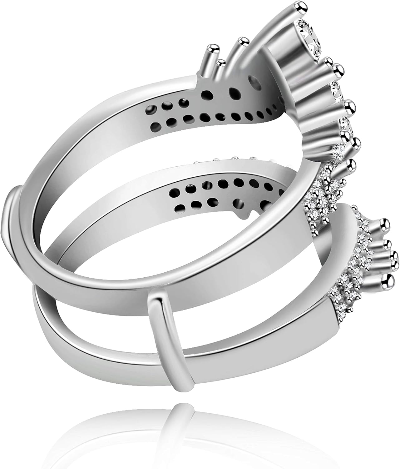 Uloveido Simulated Diamond Princess Crown Ring Wraps and Enhancers Wedding Engagement Rings Guard Enhancer Y477 : Clothing, Shoes & Jewelry