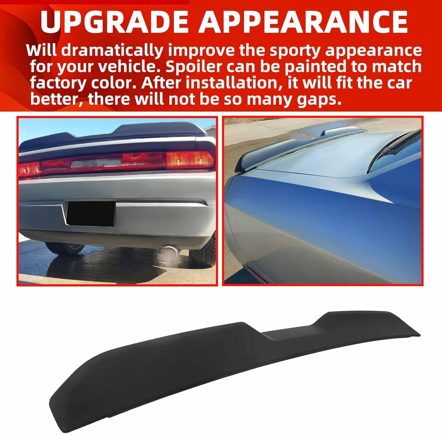 ECOTRIC Rear Trunk Spoiler Wing Compatible with 2008-2017 Dodge Challenger Coupe SRT SXT GT Demon Style