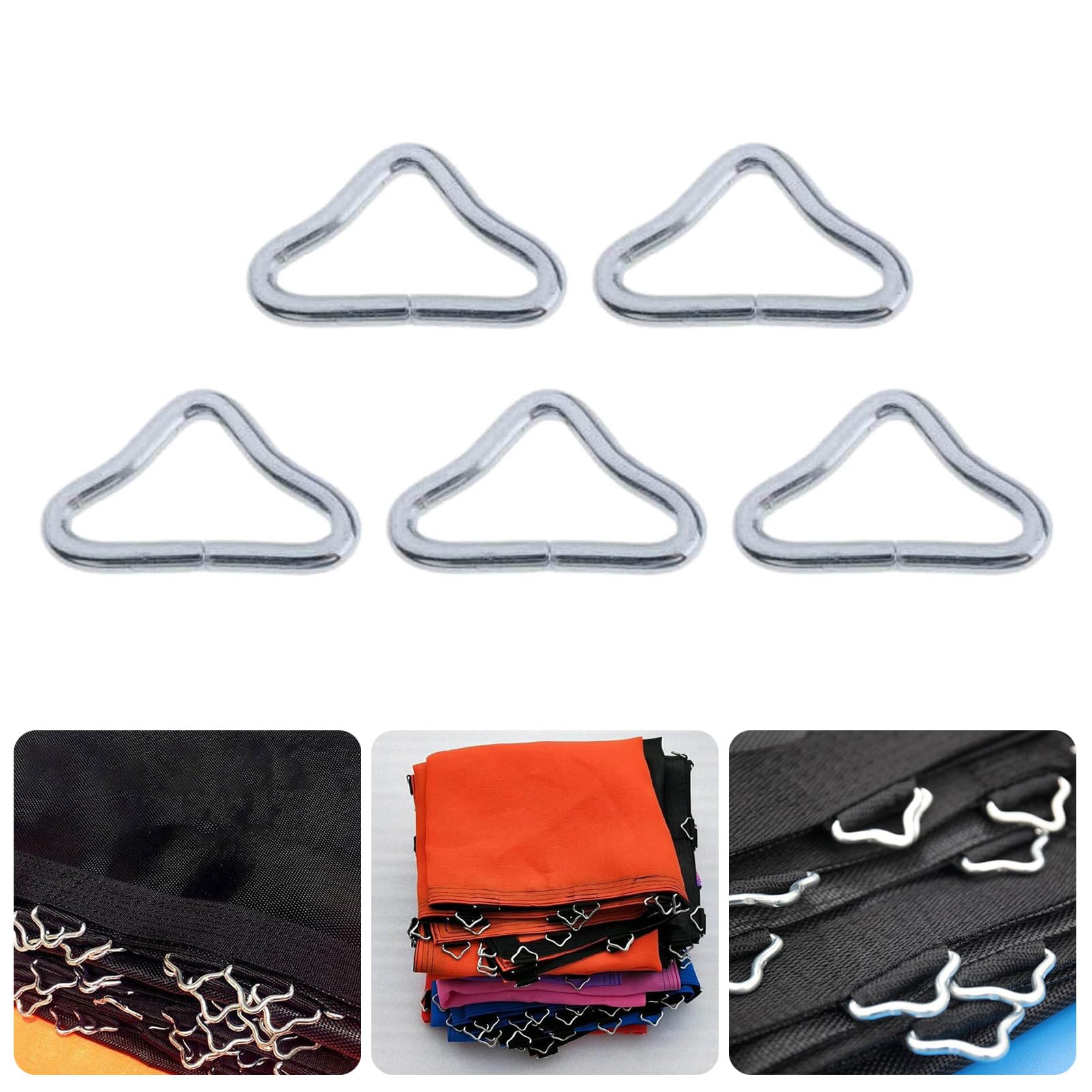Shurhome 5Pcs High Strength V Rings for Trampoline Replacement Repair Trampoline Triangle Buckle Triangle Rings Buckle V Rings