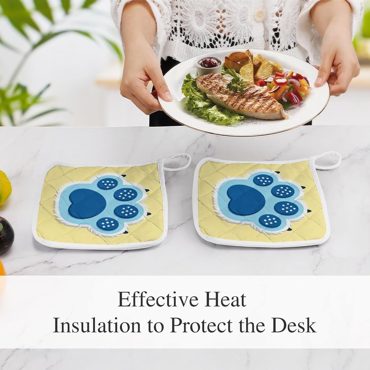 Paw Polyester Heat Resistant Pot Pad Non Slip Anti Scald Hot Dish Mat Reusable Table Protector for Kitchen Hot Pot Mat Wear Resistant Heat Proof Table Pad for Countertop Dining Room