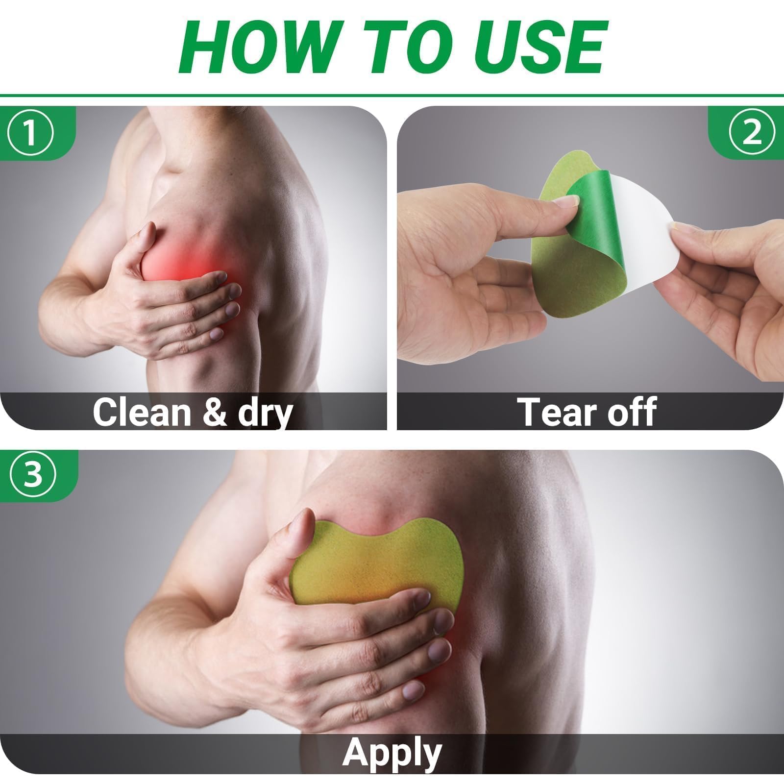 iShanCare Patchs anti-douleur aux épaules, patchs chauffants naturels à base de plantes, 8 heures de chauffage en profondeur pour les épaules, les genoux, le dos, le cou, 24 pièces
