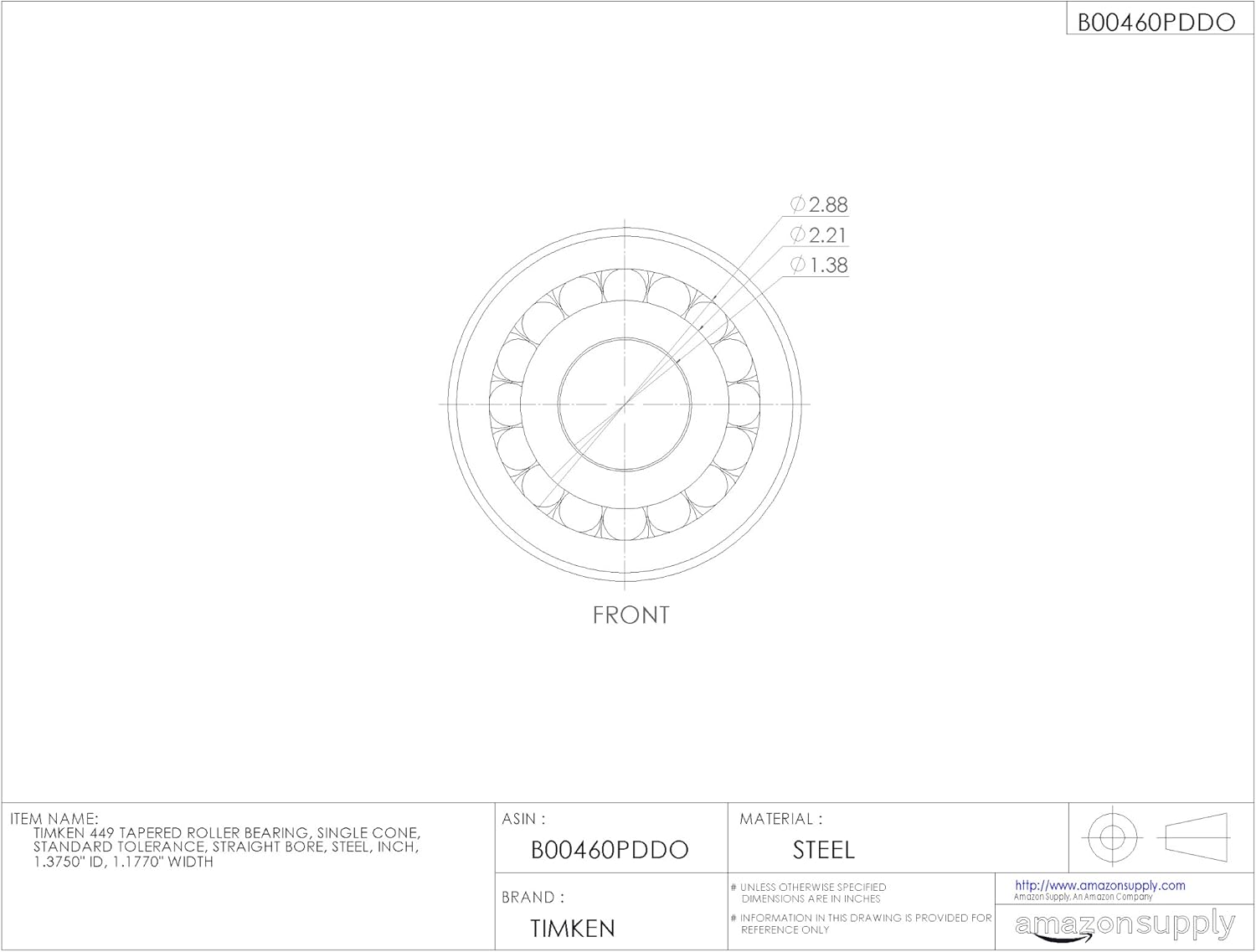 Timken Tapered Roller Bearing Cone - 449