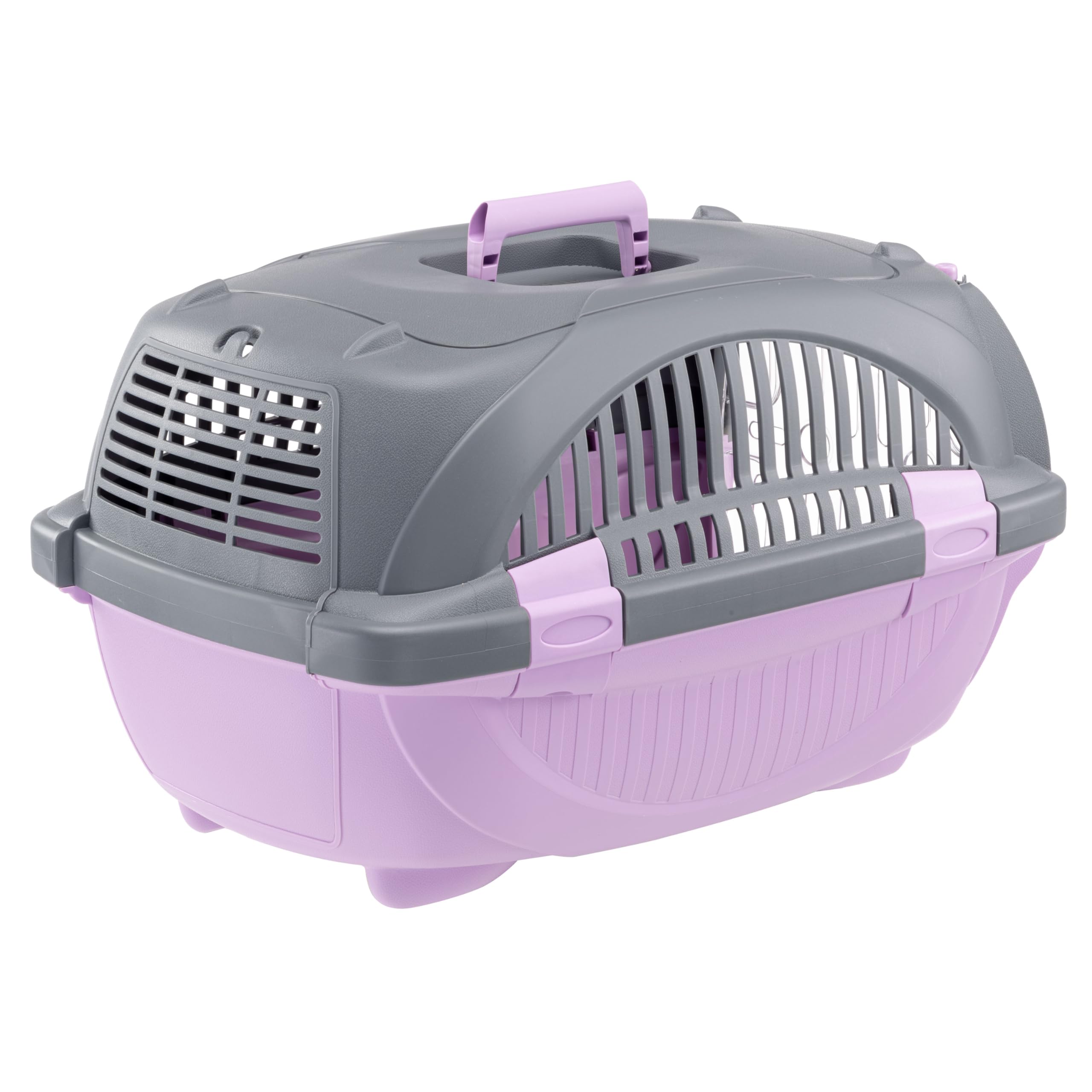 Ferplast Transportín Gato Rider, Transportín Perro Pequeño y Gatos hasta 7 Kg, Puerta Transparente Antigolpes, Ranuras de Ventilación, Transportín Mascotas Rígido, 34 x 50,7 x h 30 cm, Rosa