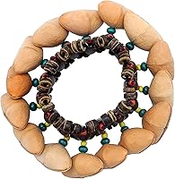 Vista 2 de Pulsera tobillera con sonajero de semillas de Cacho, 2 PCS pulsera africana shaker de cáscara de nuez, accesorios de percusión natural, instrumento