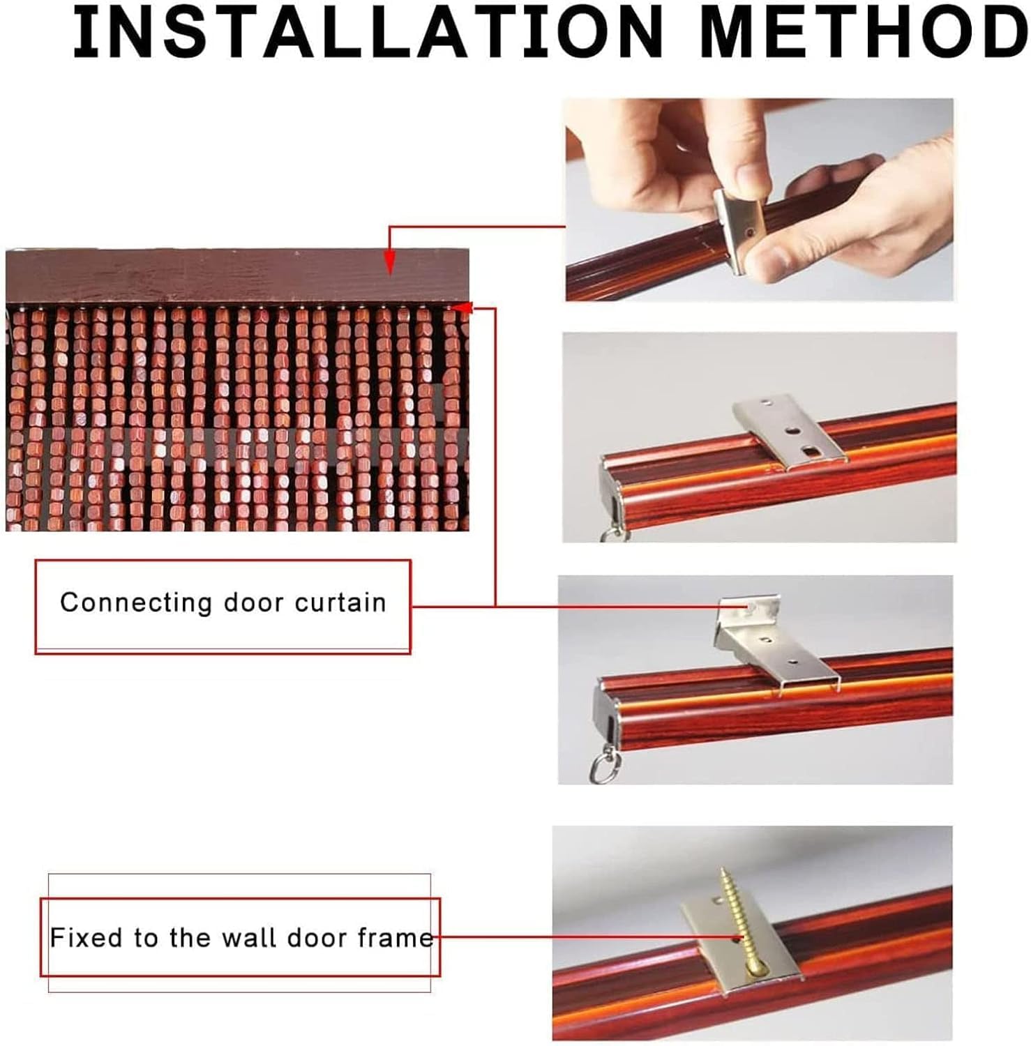 天然竹ビーズカーテン出入り口パーティションドアビーズカーテン(80 strands-80x120cm)