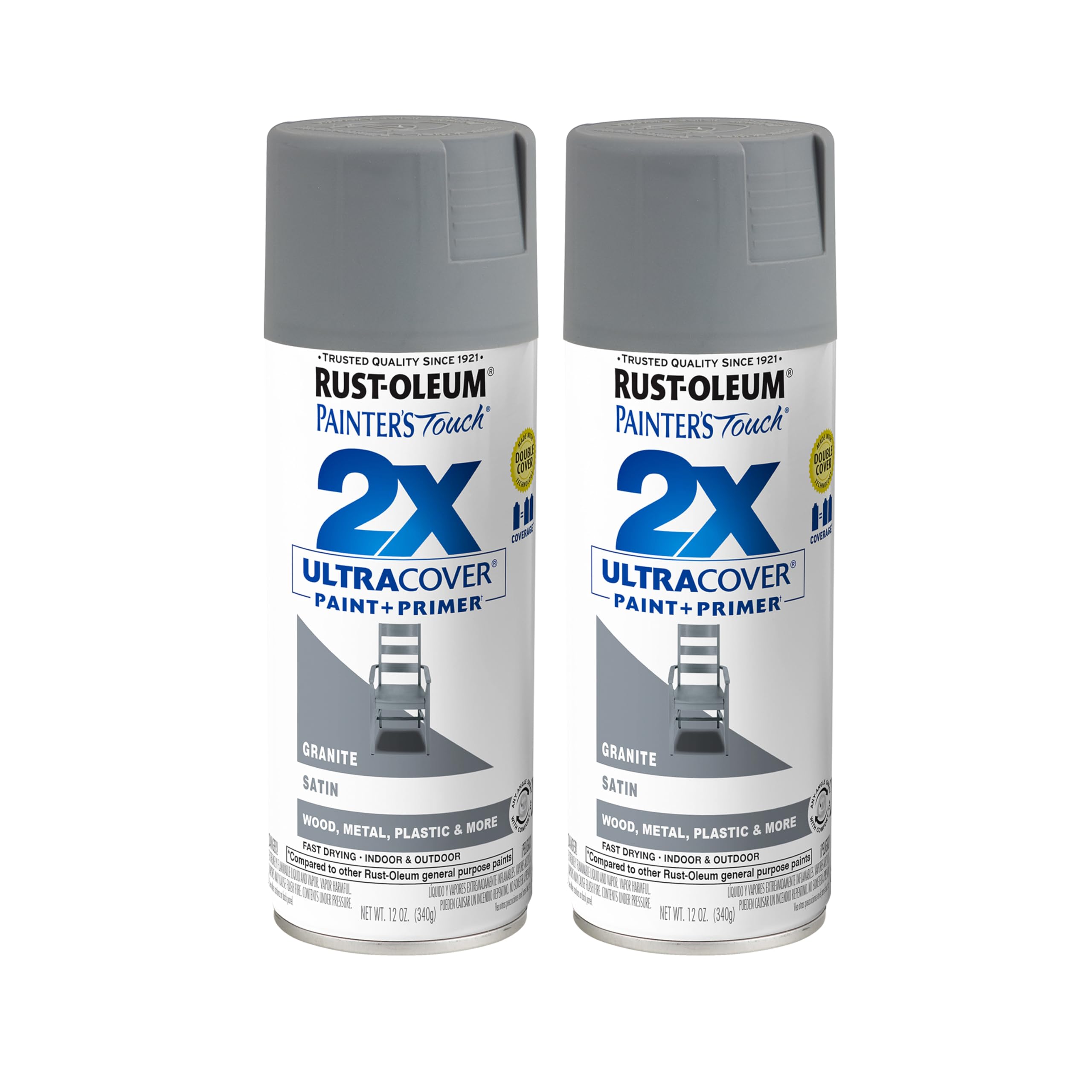 Rust-Oleum Painter's Touch 2X Ultra Cover Spray Paint, Satin Granite
