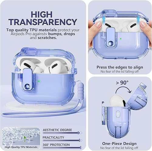 Miniatura 4 de Inesore Funda para AirPods Pro de 2 generación (con bloqueo de seguridad), con kit de limpieza, para funda de Airpod Pro y funda para Airpod Pro 2,