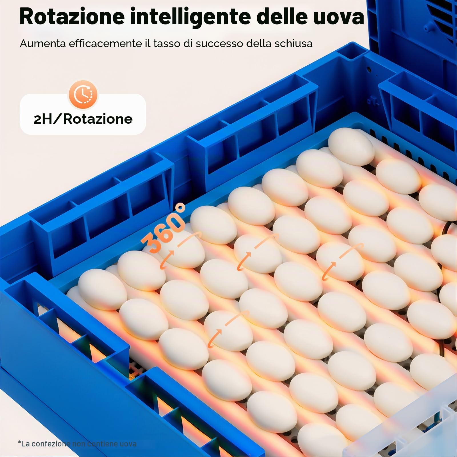 Incubatrice completamente automatica, incubatrice per uova di gallina, quaglia, incubatore per 64 uova con rotazione automatica delle uova, design a temperatura costante, temperatura e umidità