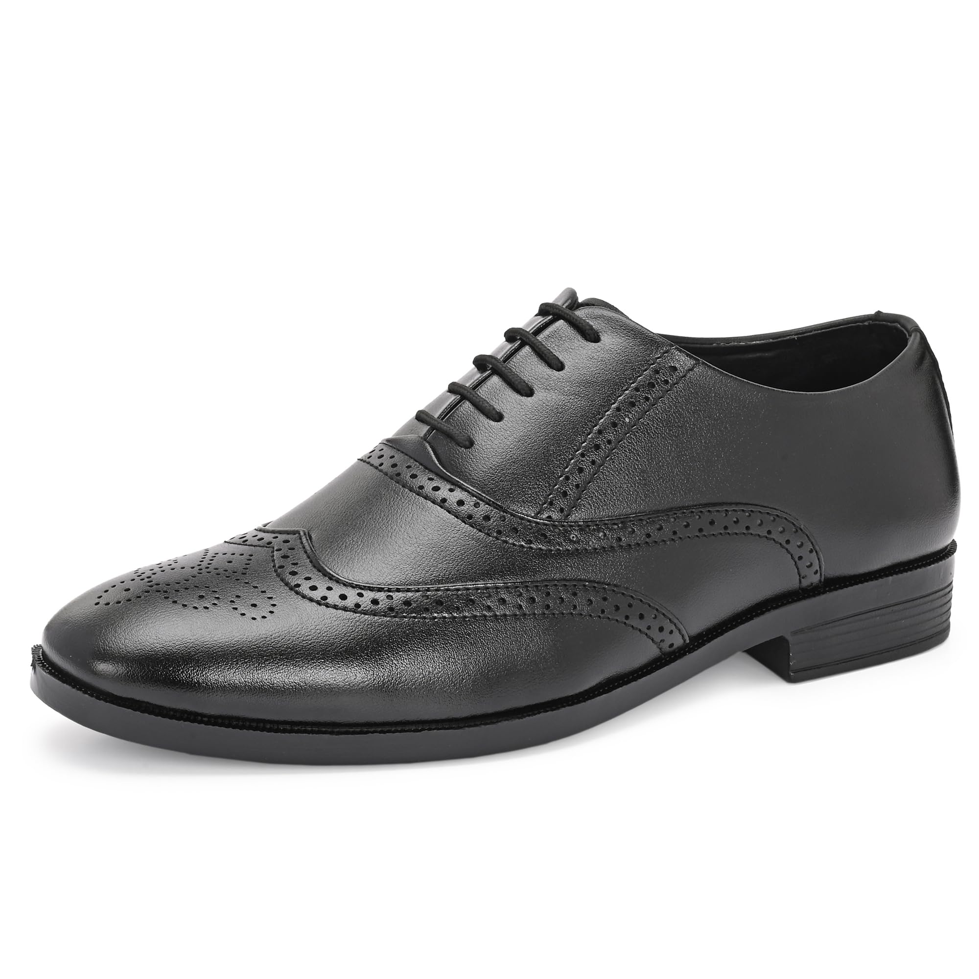 Men’s Formal Lace-Up Shoes | Soft & Comfortable Oxford Brogue Dress Formal Shoe| Stylish Looking Lace Up Medallion Toe Perforated for Business Formal Wedding & Office Wear (9359)-image-3