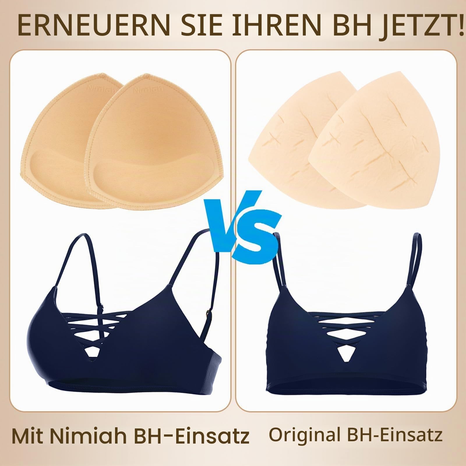 Nimiah wasserdichte Badeanzug BH Einsätze Pads Herausnehmbarer Badeanzug Einsatz 4 Paare Bikini Push up Einsätze