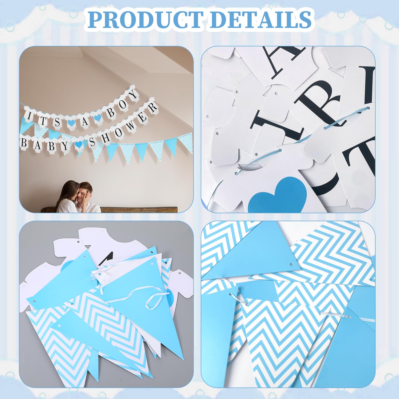 Baby Shower Banner, Baby Shower Decorations Boy, Welcome Home Baby Boy Shower Decorations, Baby Banner, Party Decor - Image 3