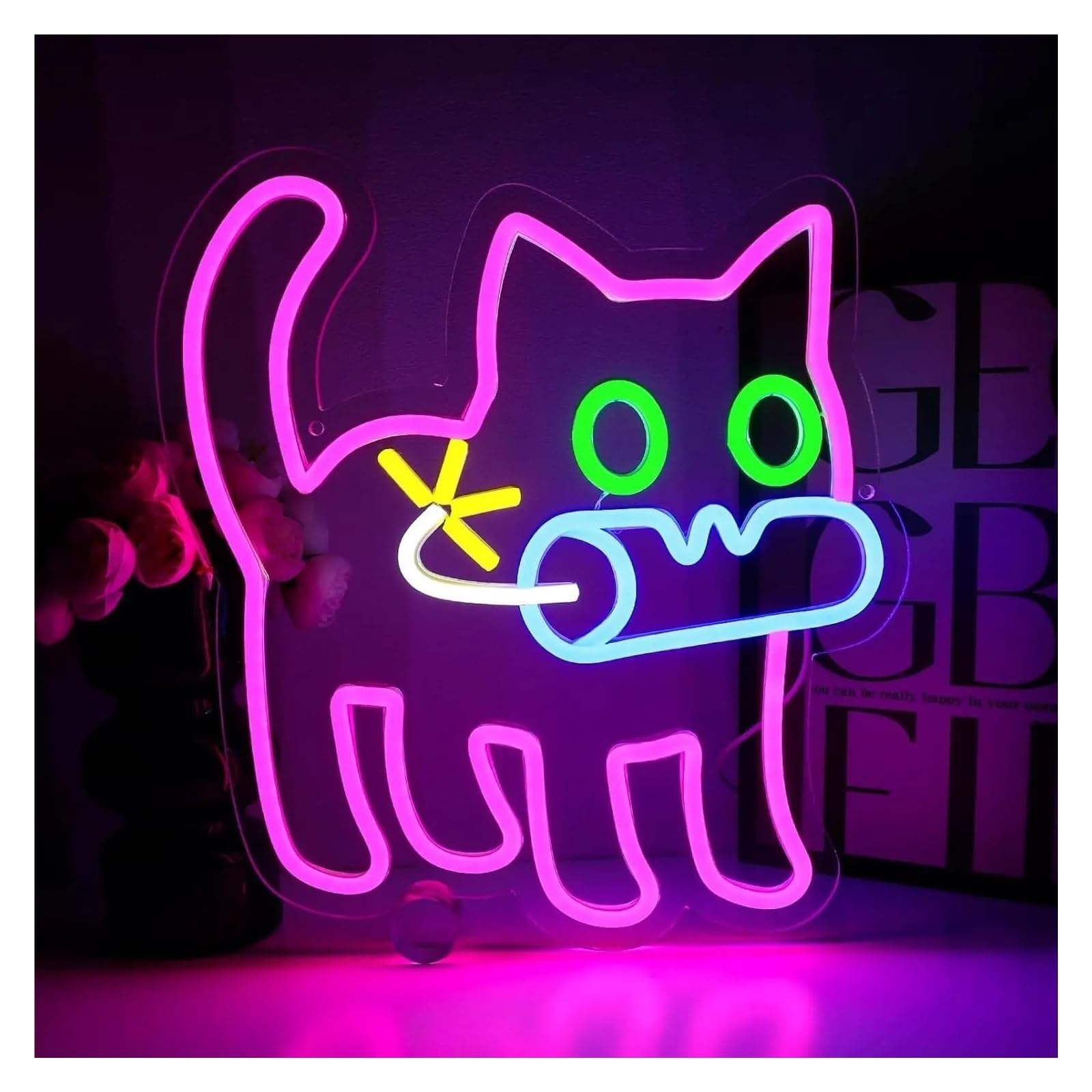 Neon Lights Cat for neon Sign Funny Bomb Animal Led Light For Bedroom for Dimmable 33.5cmx32cm