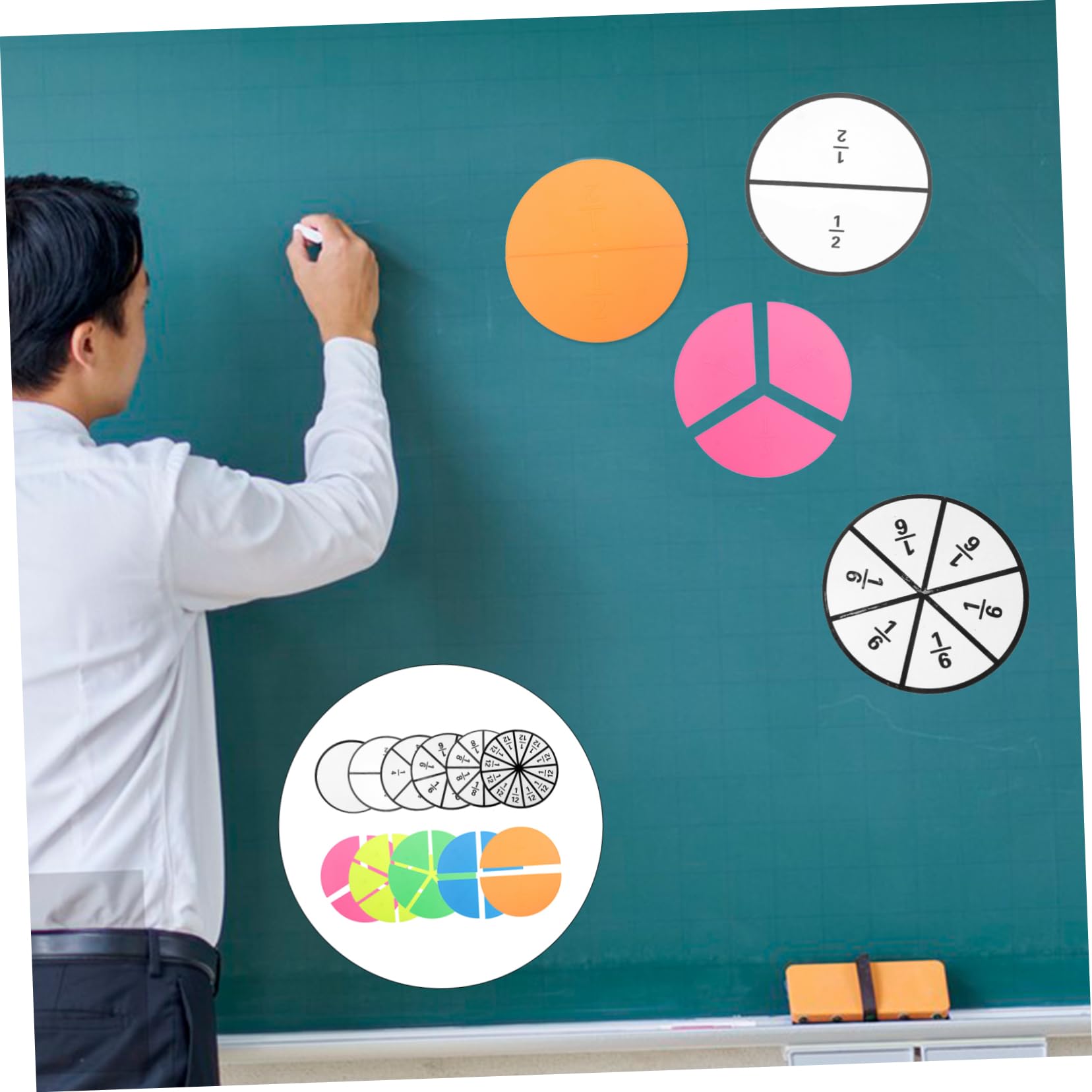 SHINEOFI Ensemble Magnétique De Cercles De Fractions 7.80 Pouces Matériel Pédagogique Pour Tableau Fractions Aimantées Apprentissage Interactif En Classe Et À La Maison