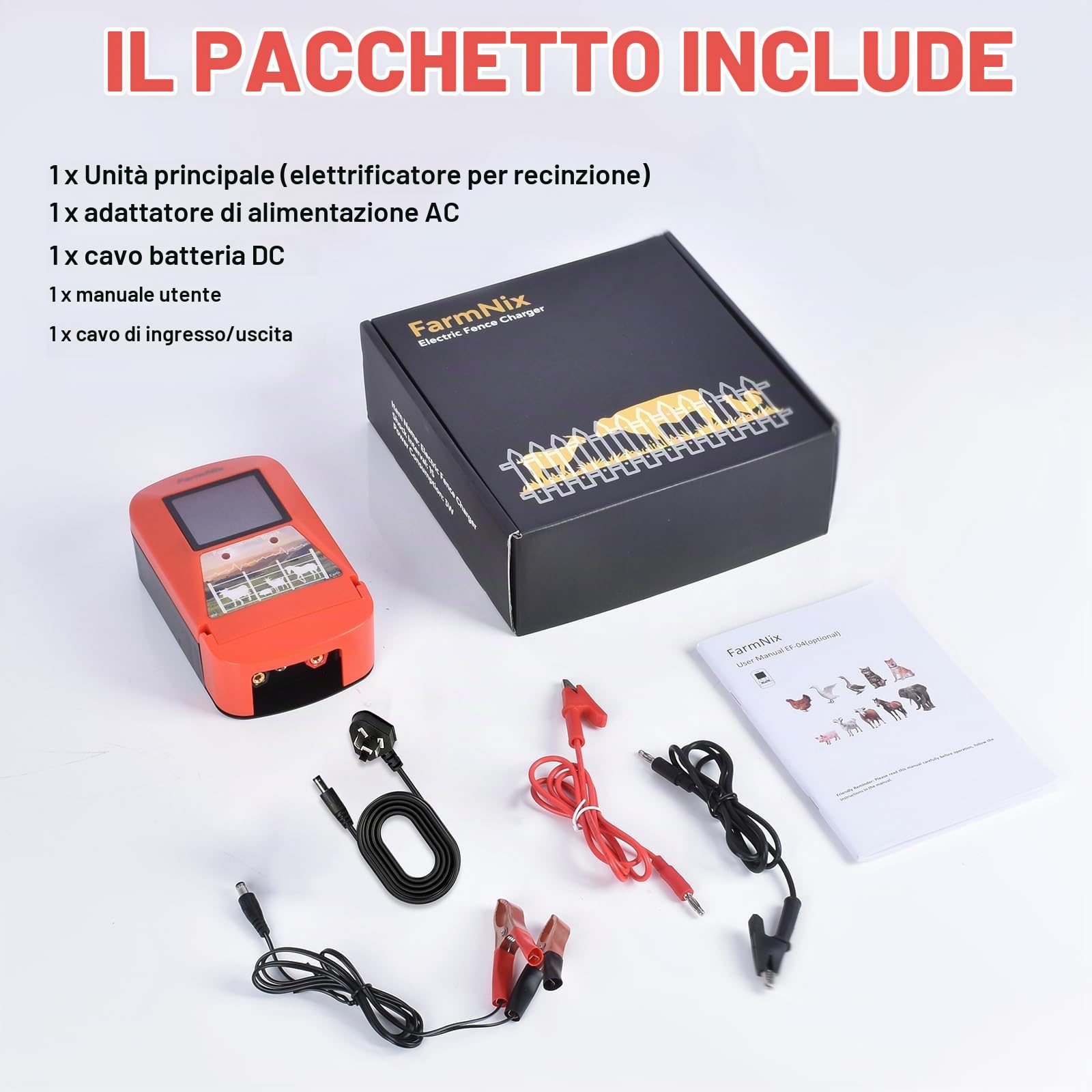 Elettrificatore per recinti elettrici 12V con display LED, Elettrificatore 3.0J per 24 km Elettrificatore per recinti elettrici, per la protezione di animali da fattoria, animali domestici, pollame | Ampio display a LED