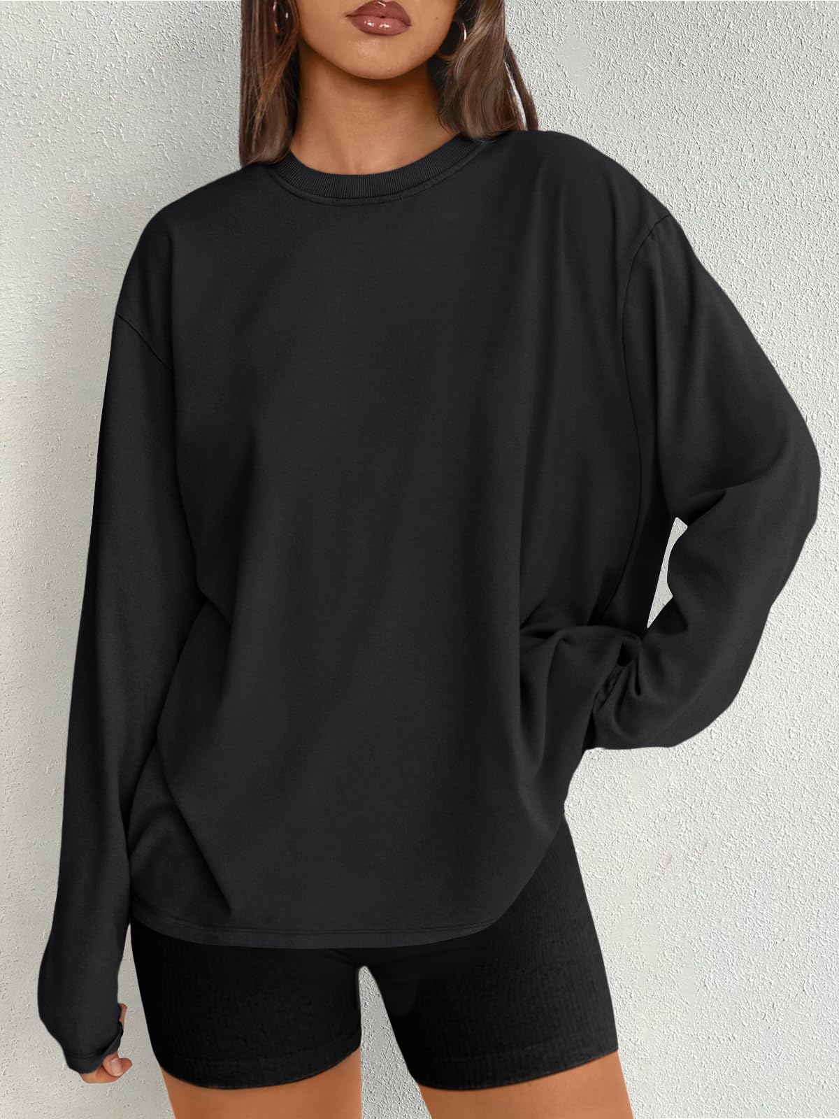 Womens Long Sleeve T Shirts 2025 Basic Crewneck Tee Fall Tops Casual Workout Y2K Clothes