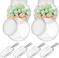 Vista 7 de Umigy 2 juegos de tarros de plástico para dulces con mini cuchara de plástico de 42 onzas, tarros de galletas transparentes con tapas, contenedor