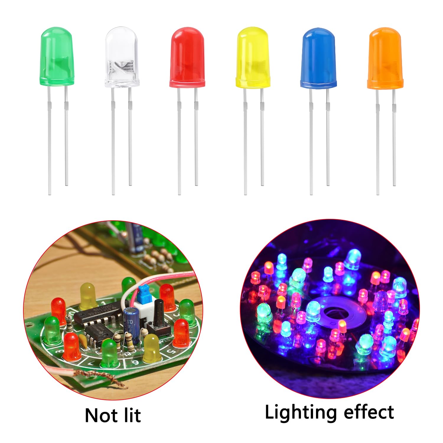 YIXISI 100 Pezzi 5mm LED Diodo Emettitore di Luce Blu, Testa Rotonda 2 Pin