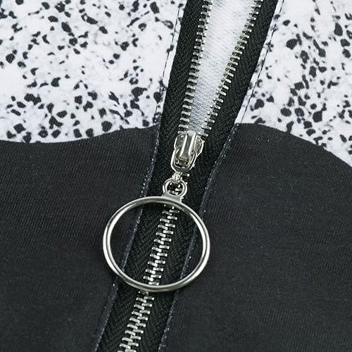 Miniatura 2 de EKOUSN Blusa de manga larga para mujer estilo otoñal a rayas con cremallera sexy cuello redondo blusas