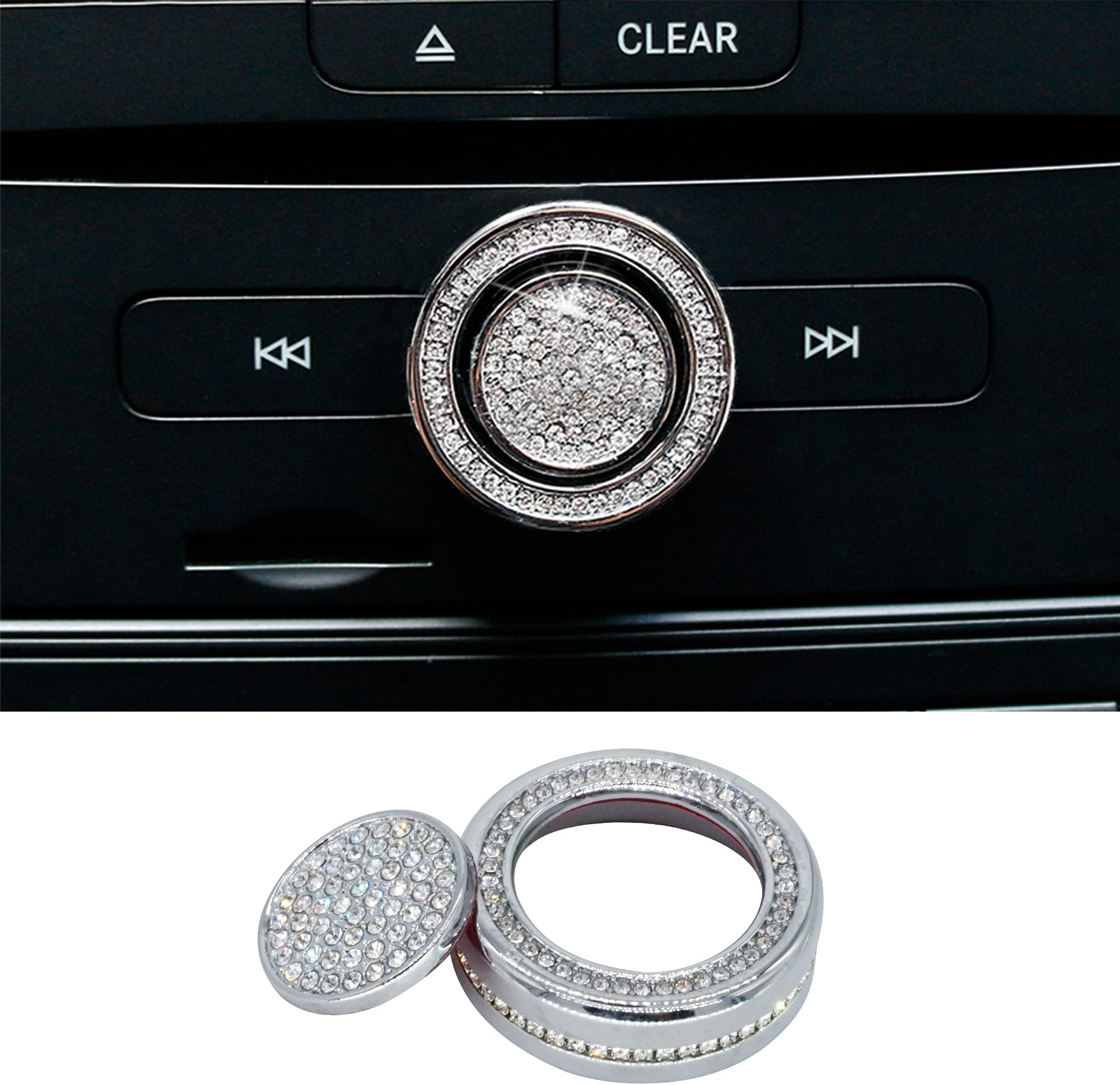 TopDall Bling Crystal Diamond Interior Multimedia Volume Audio knobs Accessory Compatible for Mercedes Benz
