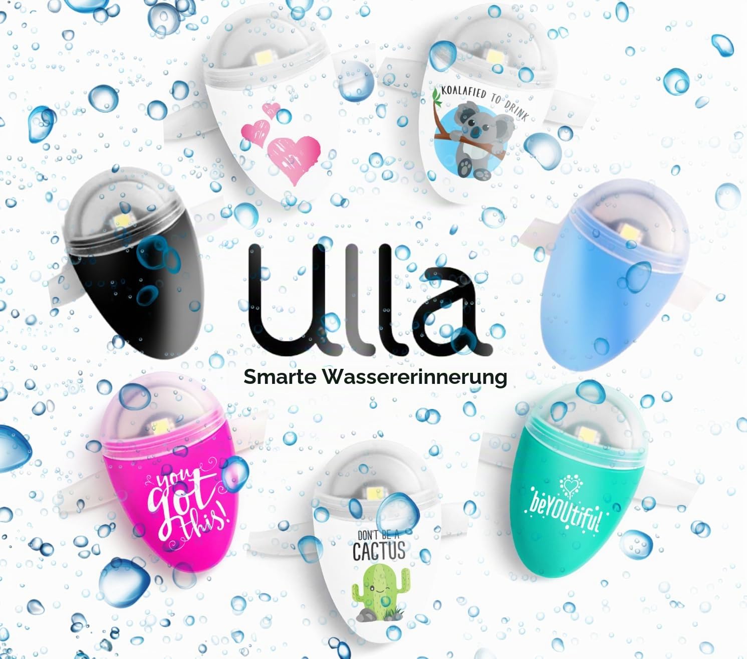Ulla Drinking Water Reminder, Smart Light for Water Bottle, Universal Fit, Lights Up When Time to Drink, Hidden Smart Water Bottle Reminder for Drinking - Cactus