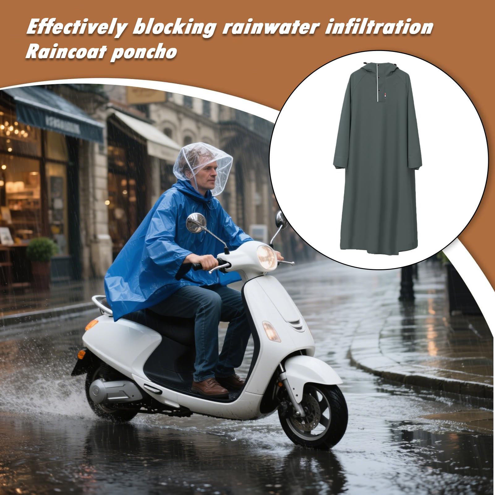Unisex Rain Poncho - Extra Langer Wasserdichte Regenmantel Mit Haube | Compact Travel-Frequenz-Design Für Camping & Festivals | Wiederverwendbare Notfallregenkleidung Für Erwachsene (passt Über Rucksä