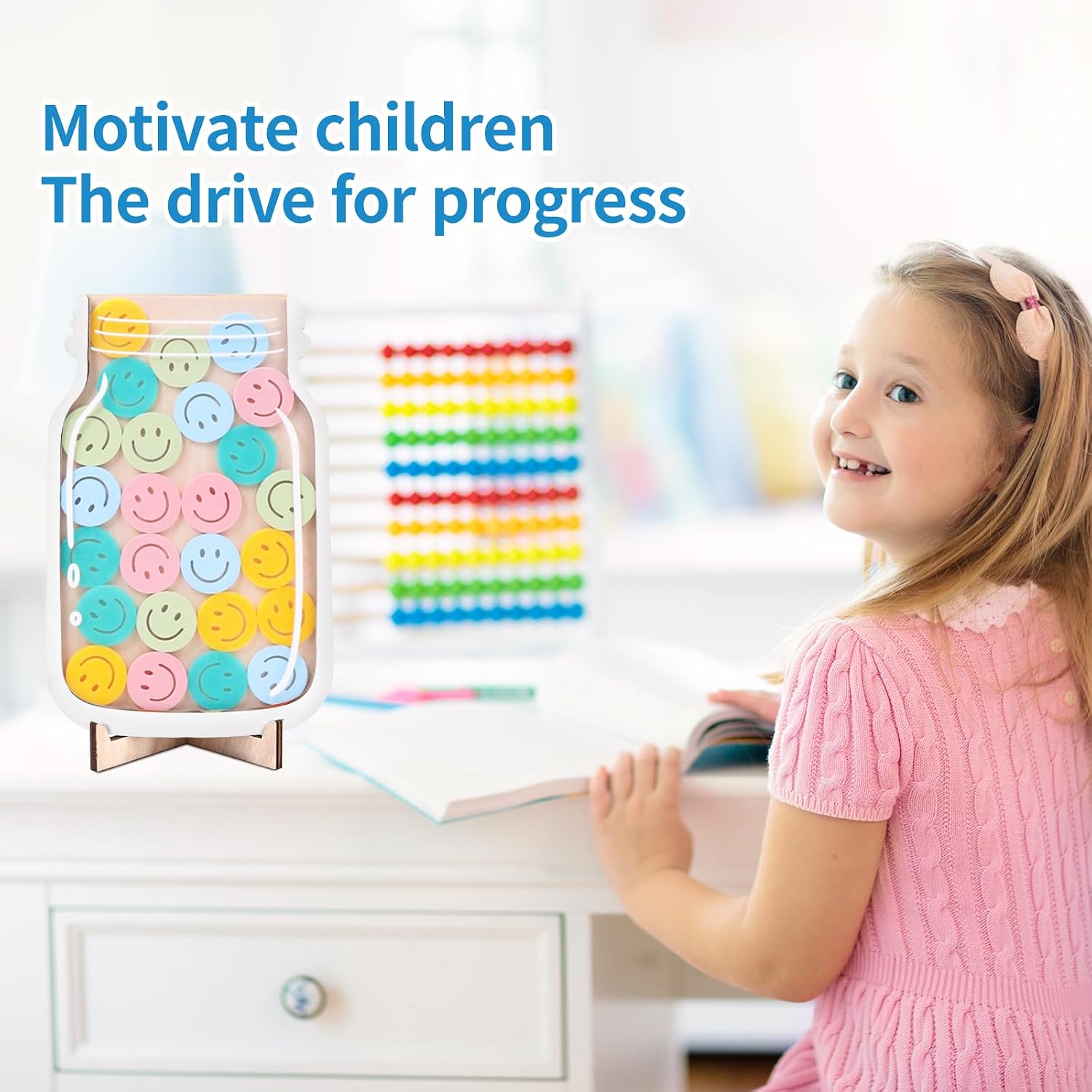 Personalized Magnetic Reward Jar, Smiley Faces Jar, Ideal for Classroom Reward System, Home Chore Chart, Positive Behavior Training image 2
