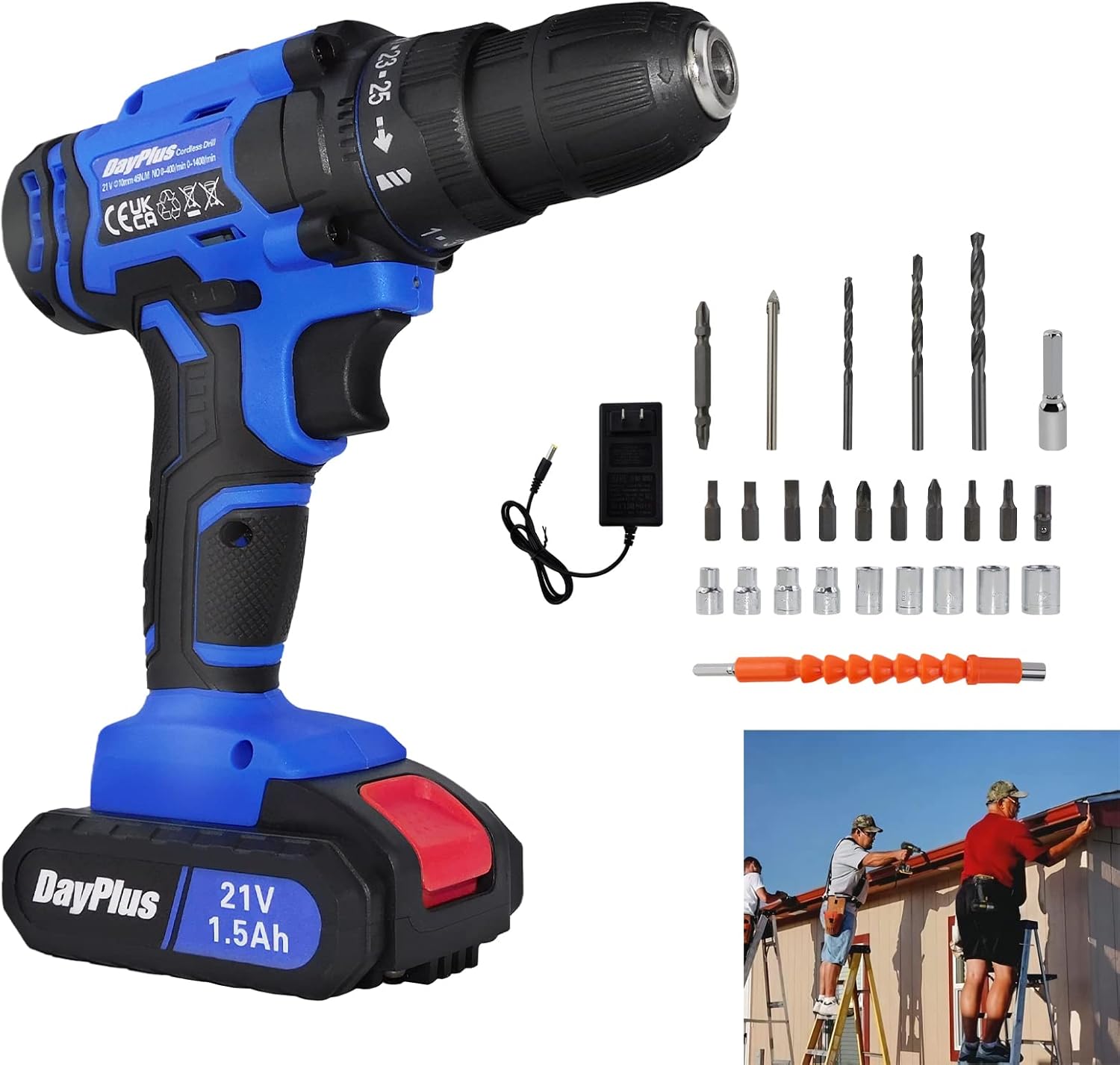 Cordless Drill Set, Power Drill Cordless with 1.5AH Liion