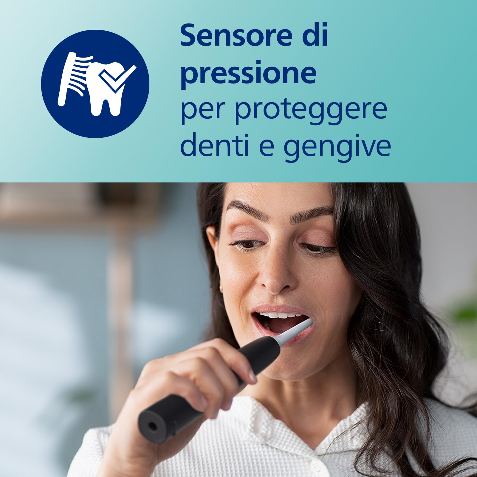 Philips Sonicare 3100 spazzolino elettrico sonico, sensore di pressione e timer, custodia da viaggio, colore nero, HX3673/14, Sonicare 3100, Nero