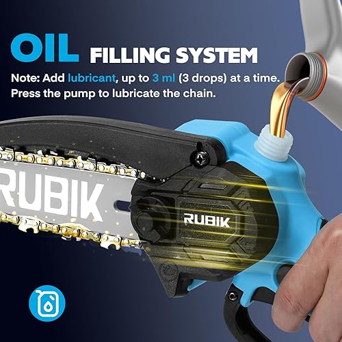 Miniatura 5 de Mini motosierra inalámbrica, sierra de cadena eléctrica de 8 y 6 pulgadas, sierra de árbol de mano alimentada por batería para poda de ramas y