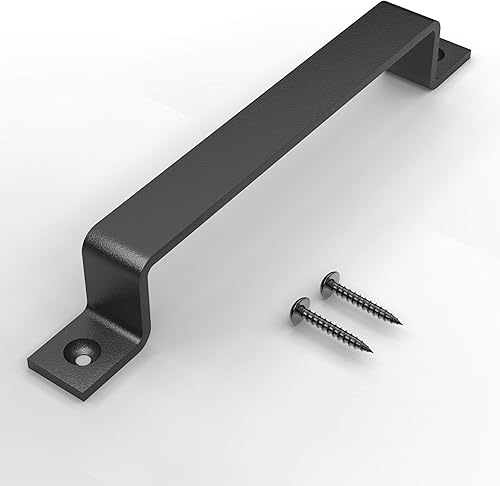 Miniatura 3 de VivaLight Manija rústica de 10 pulgadas para puerta de granero, tirador de acero negro para puertas correderas, puertas, garajes, cobertizos,