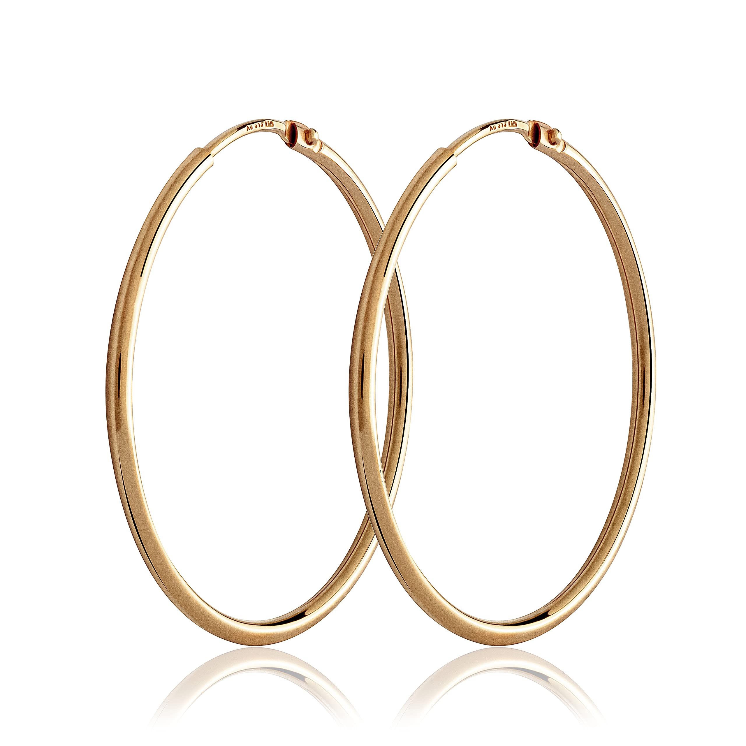 Orecchini A Cerchio Oro Giallo 375 NKlaus | Cerchi Quadrati Con Zirconi, 18,4 Mm, Gioielli Eleganti Per Lei
