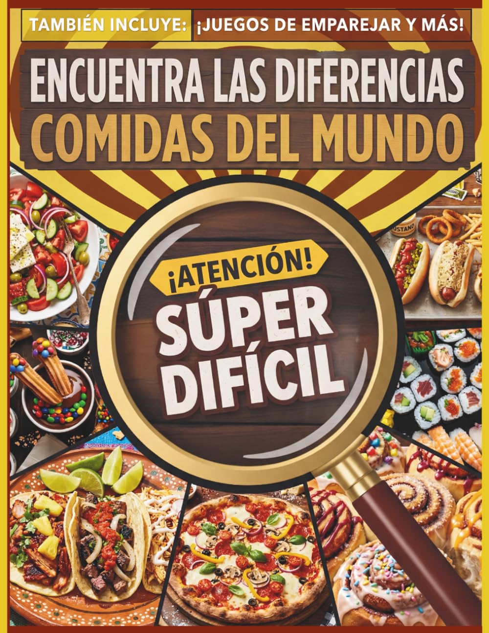 Encuentra las Diferencias - Comidas del Mundo: Un libro de actividades súper difícil para adultos y adolescentes: Incluye juegos de emparejar y más (Spot the Difference World)