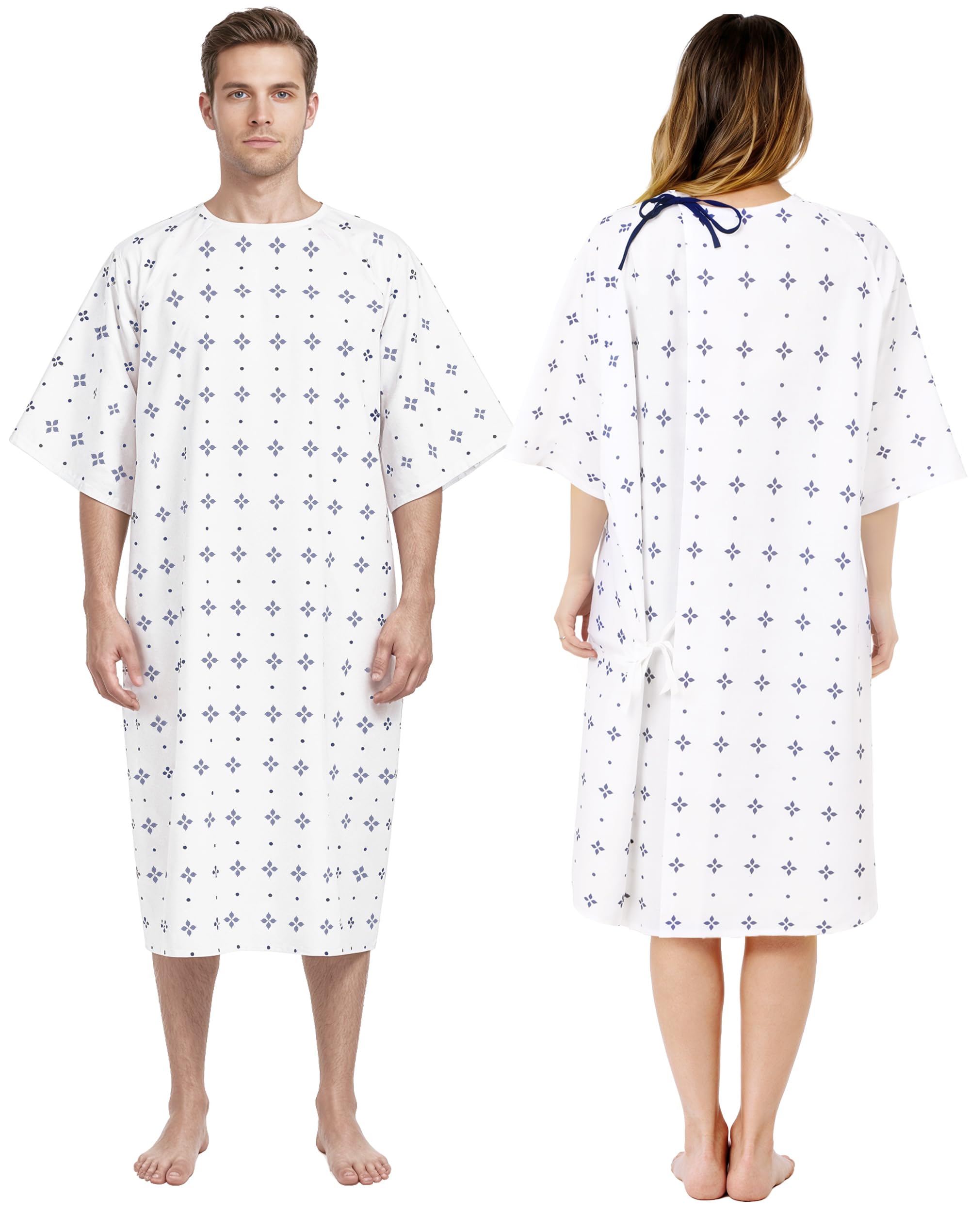 Utopia Care - Abito da ospedale in misto cotone, con laccetto, adatto a taglie fino a 2XL (confezione da 6) - Blu - Large