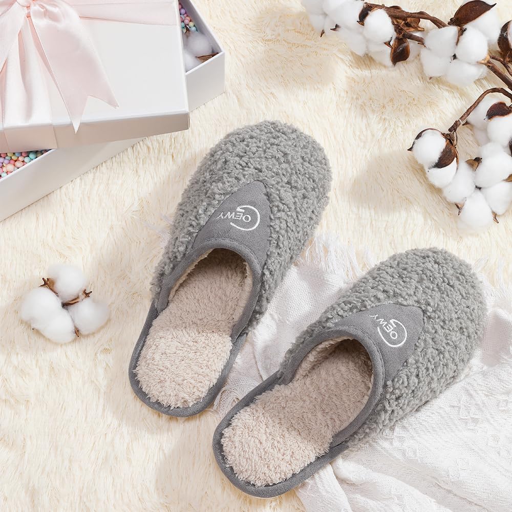 Cozy Fuzzy Slippers for Women Indoor and Outdoor Non Slip Memory Foam House Shoes Christmas Gift for Women Mom Girlfriend Daughter - Image 3