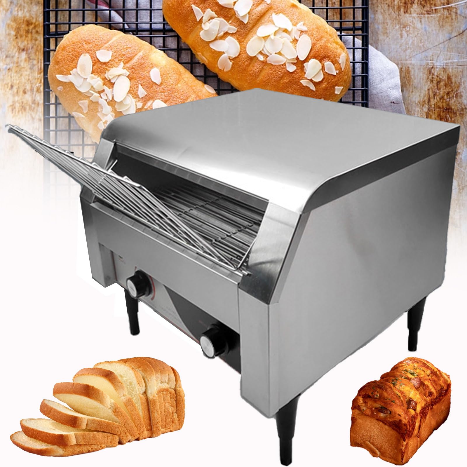Tostapane A Nastro Professionale per La Produzione di Grandi Quantità di Toast, Apparecchiatura Elettrica in Acciaio Inox, Soluzione Efficiente per La Preparazione -150