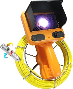 Sewer Camera with 360 Rotating Dual-Lens, 66FT, 6MM Cable, 7" HD Drain Inspection Camera with DVR, Distance Counter, IP68 Plumbing Snake with 12 LEDs for Sewer Line, Home, Duct Pipe