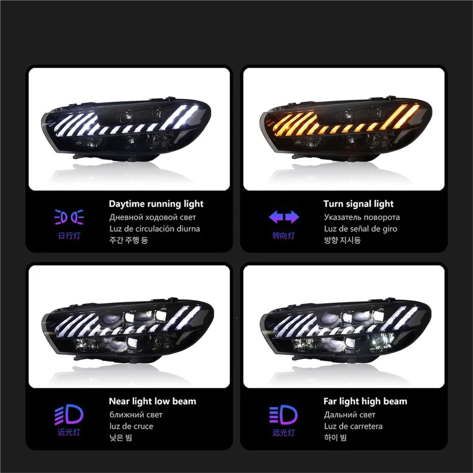 Faro proiettore per VW Scirocco 2009-2017, Luce Diurna, Accessori per Auto, Gruppo Ottico Anteriore.