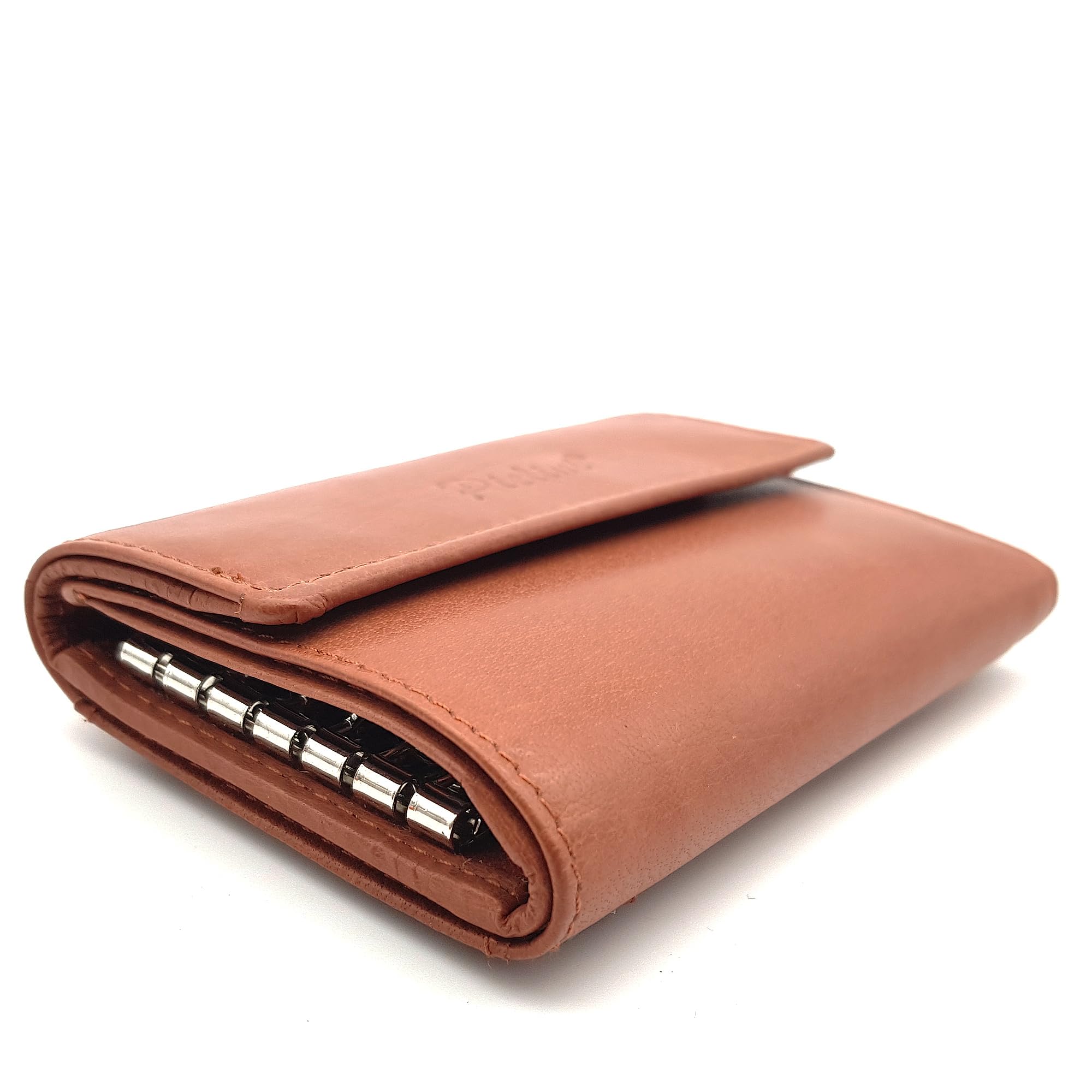 Pielini Llavero de Piel para 6 Llaves con Billetera y Monedero - Llavero Tarjetero de Cuero con españcio para Tarjetas y dni - Modelo 3130 (Cuero)