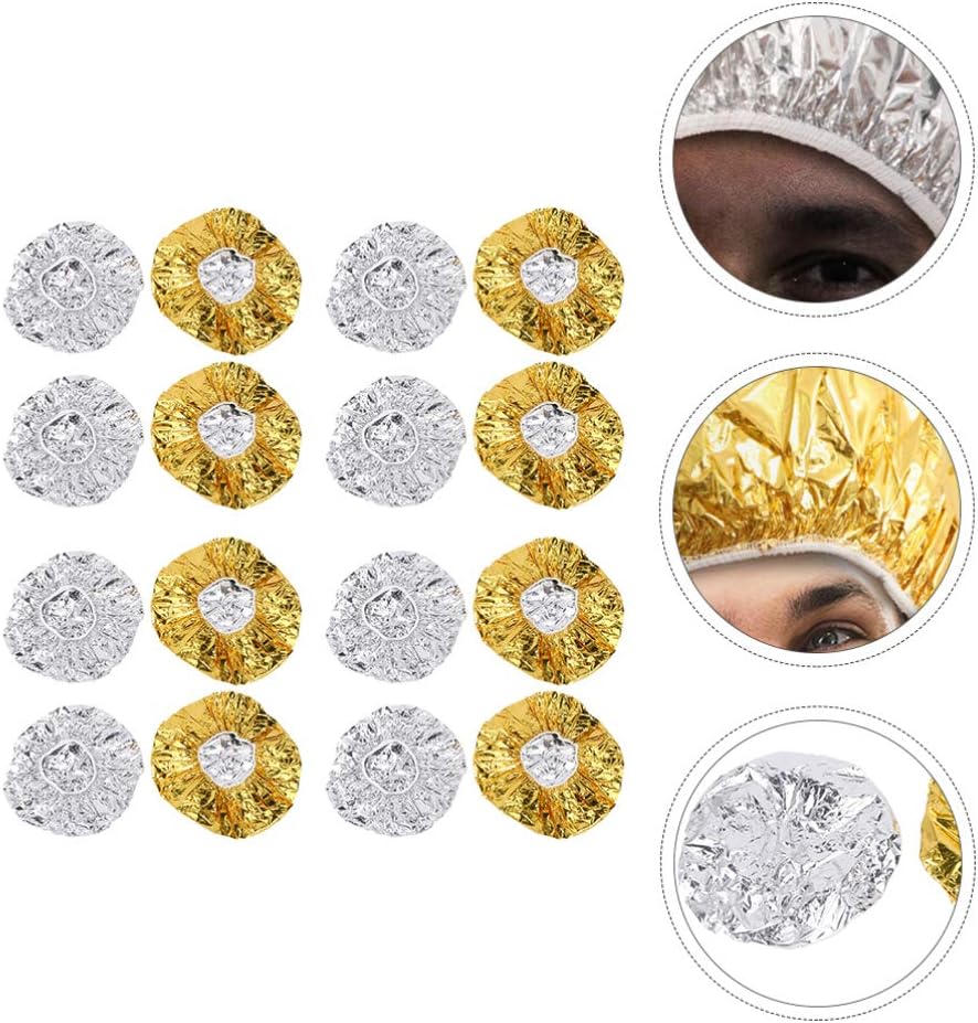FRCOLOR 16pcs Aluminum Foil Hair Cap Shower Cap Deep Conditioning Reusable Hair Thermal Processing Caps Hair Coloring Caps For Home Salon Long Thick Hair - Image 4